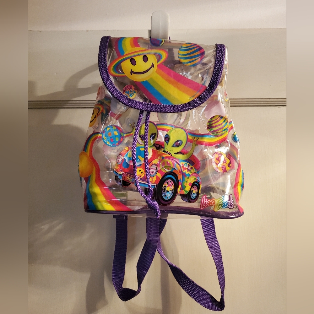 LISA FRANK Vintage 90s Zorbit & Zoomer aliens clear mini backpack